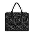 Black And White Mystic Witch Print Canvas Tote Bag
