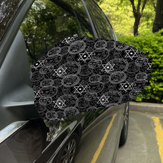 Black And White Mystic Witch Print Car Side Mirror Covers