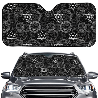 Black And White Mystic Witch Print Car Windshield Sun Shade