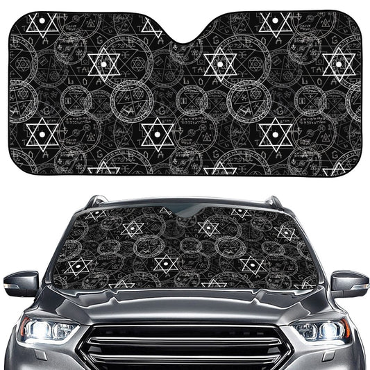 Black And White Mystic Witch Print Car Windshield Sun Shade