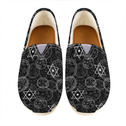 Black And White Mystic Witch Print Casual Shoes