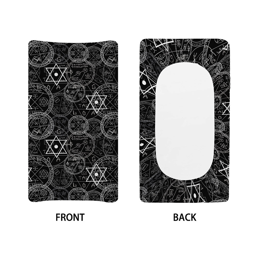 Black And White Mystic Witch Print Changing Pad Cover