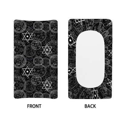 Black And White Mystic Witch Print Changing Pad Cover