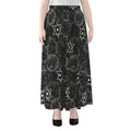 Black And White Mystic Witch Print Chiffon Maxi Skirt