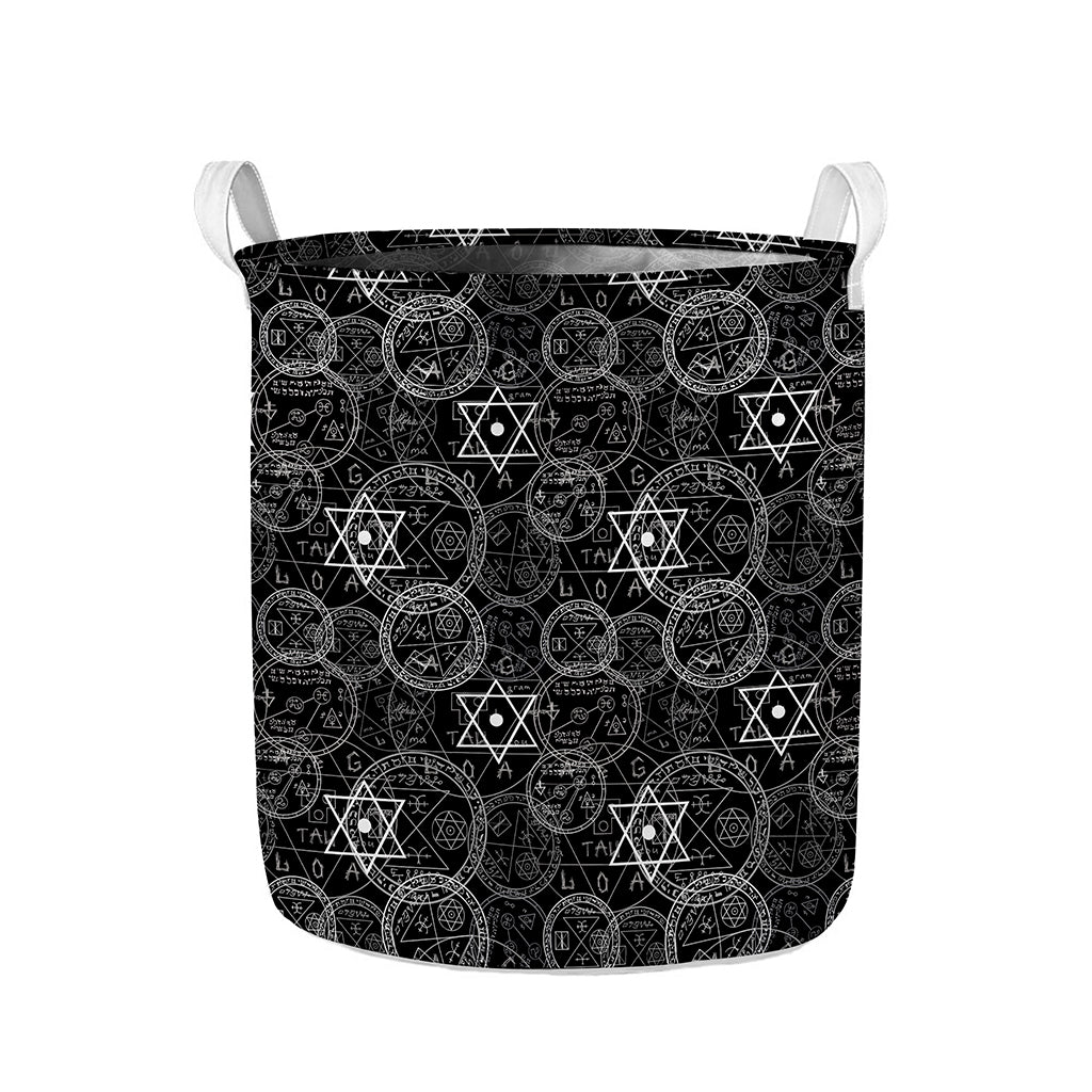 Black And White Mystic Witch Print Collapsible Laundry Basket