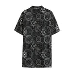Black And White Mystic Witch Print Cotton Hawaiian Shirt