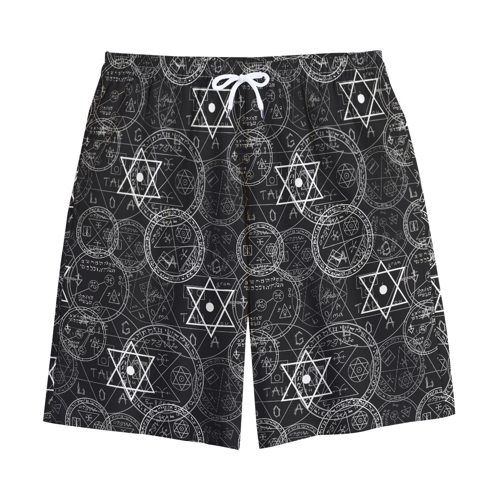 Black And White Mystic Witch Print Cotton Shorts