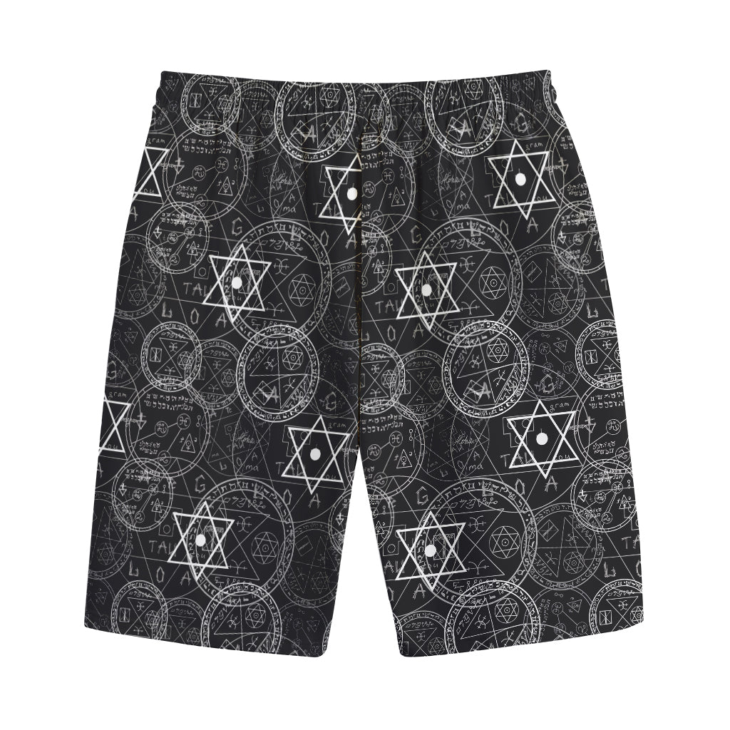 Black And White Mystic Witch Print Cotton Shorts
