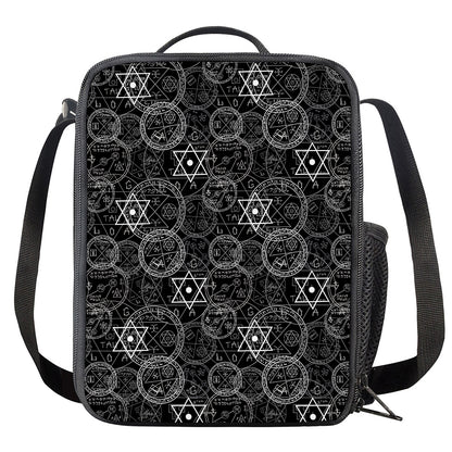 Black And White Mystic Witch Print Crossbody Lunch Bag