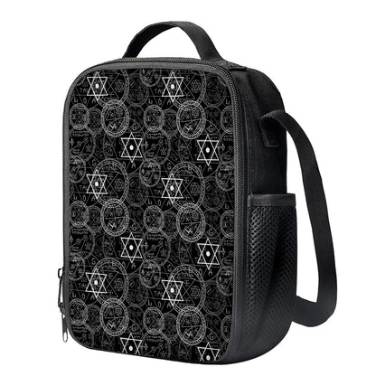 Black And White Mystic Witch Print Crossbody Lunch Bag