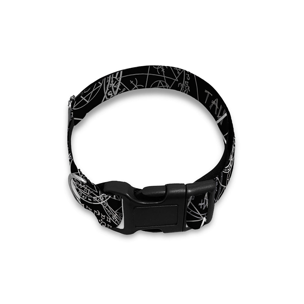 Black And White Mystic Witch Print Dog Collar