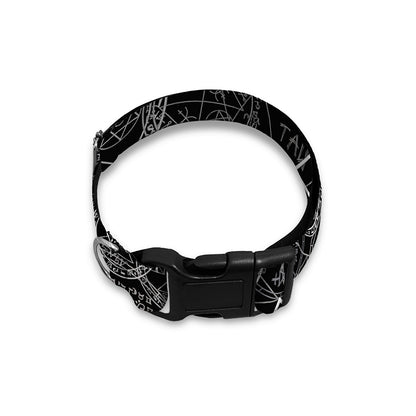 Black And White Mystic Witch Print Dog Collar