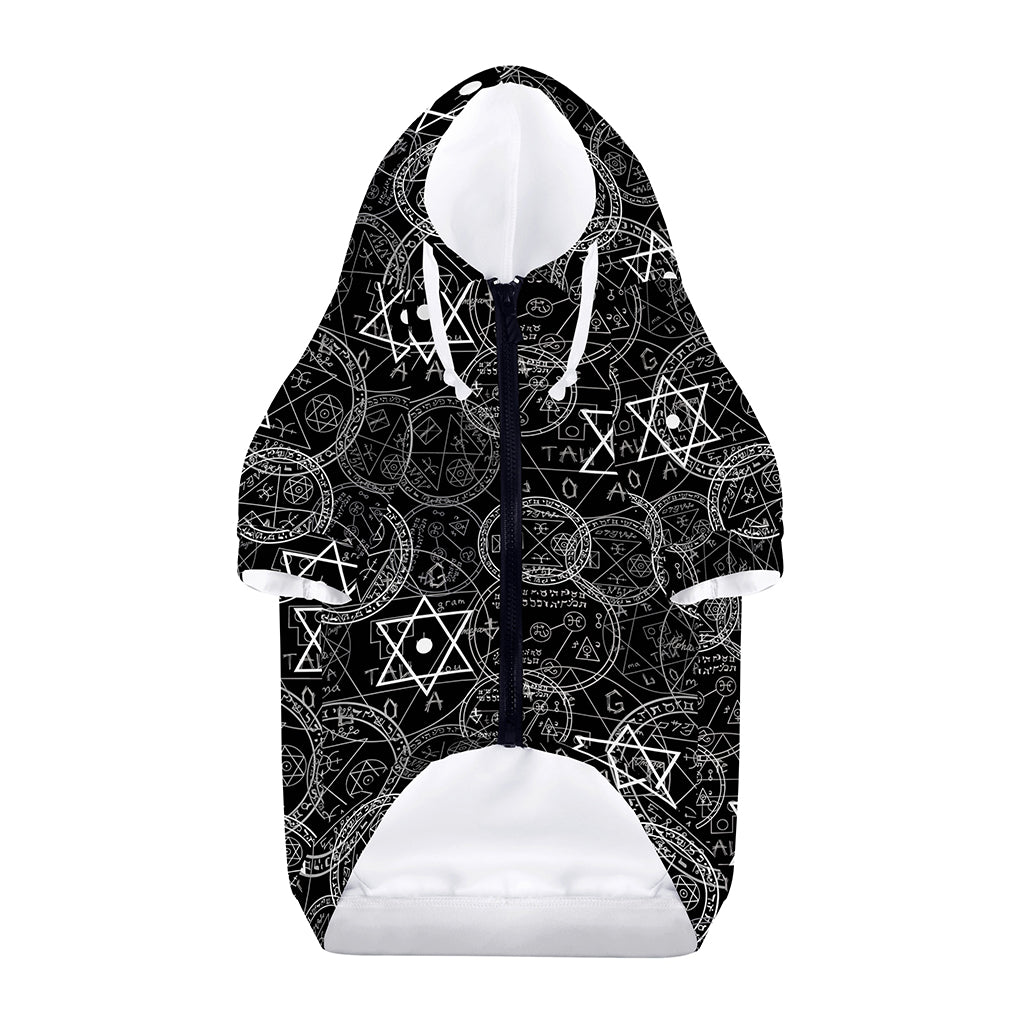 Black And White Mystic Witch Print Dog Zip Up Hoodie