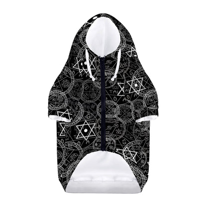 Black And White Mystic Witch Print Dog Zip Up Hoodie