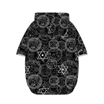 Black And White Mystic Witch Print Dog Zip Up Hoodie