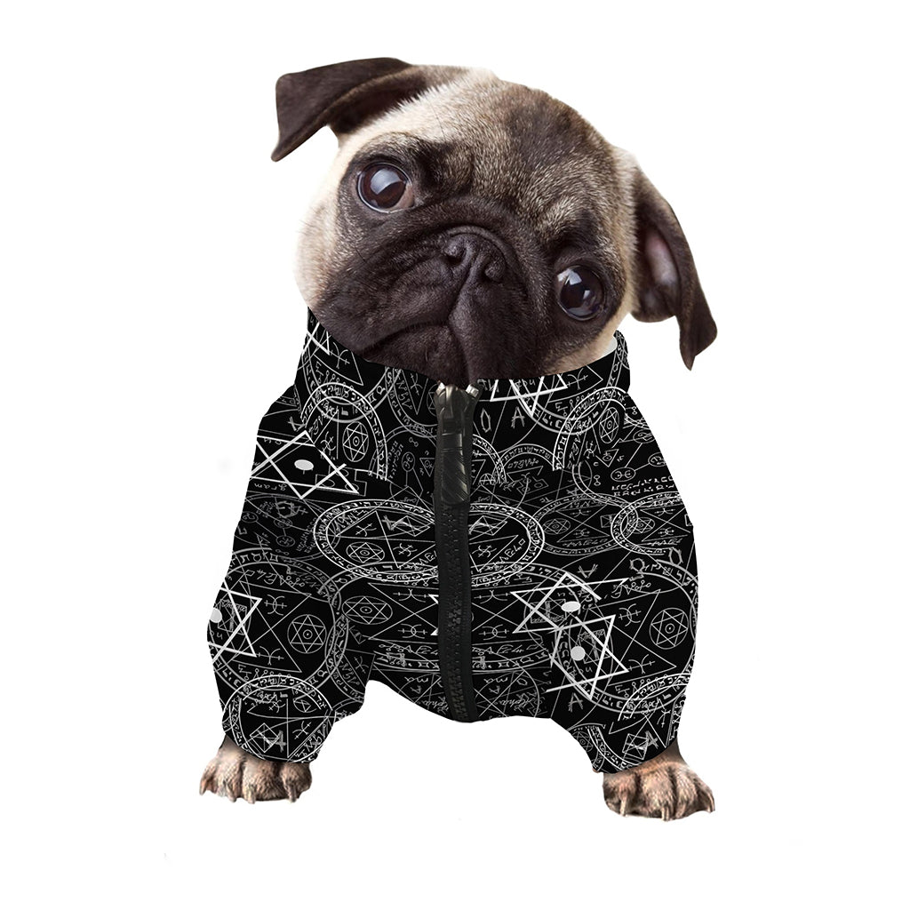 Black And White Mystic Witch Print Dog Zip Up Jacket