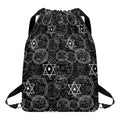 Black And White Mystic Witch Print Drawstring Backpack