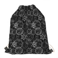 Black And White Mystic Witch Print Drawstring Bag