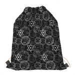 Black And White Mystic Witch Print Drawstring Bag