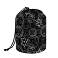Black And White Mystic Witch Print Drawstring Makeup Bag