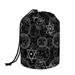Black And White Mystic Witch Print Drawstring Makeup Bag