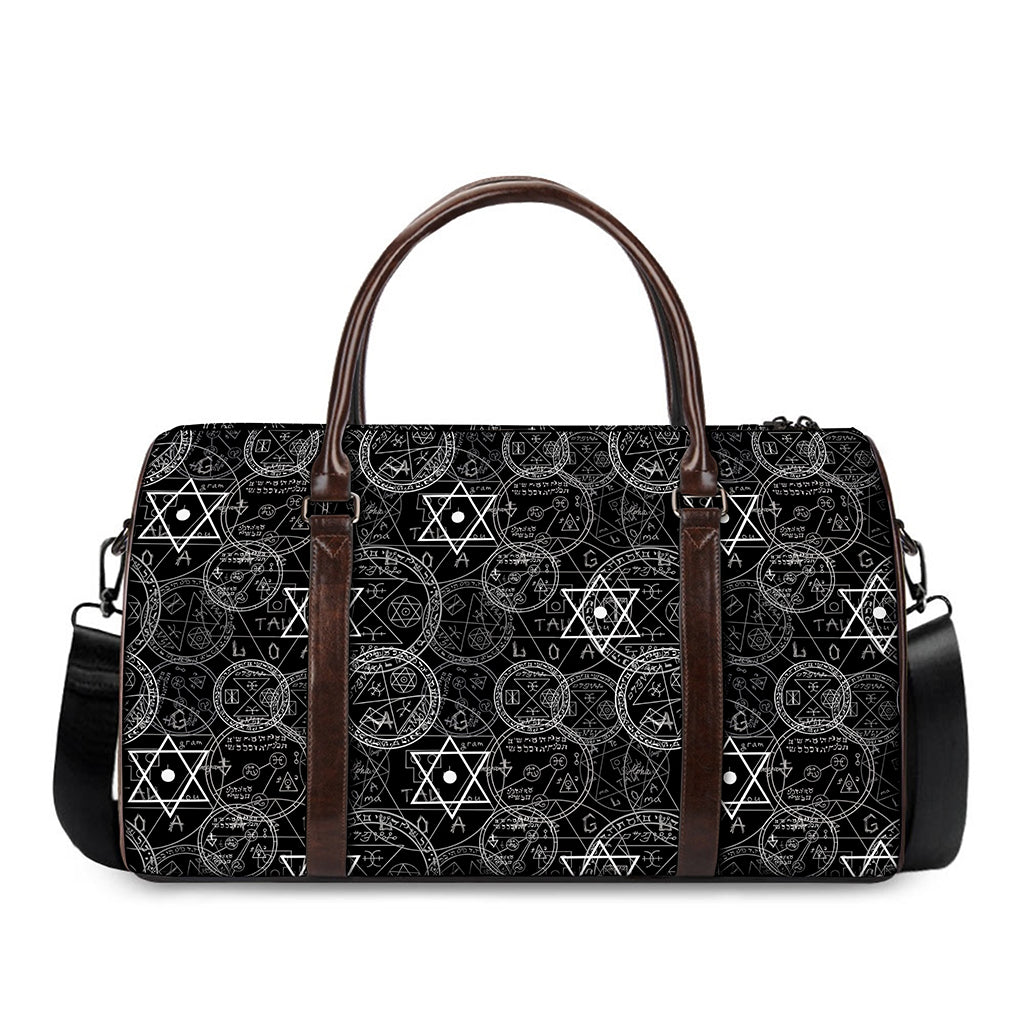 Black And White Mystic Witch Print Duffle Bag