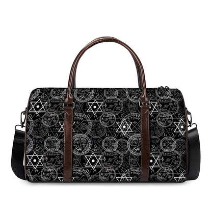Black And White Mystic Witch Print Duffle Bag