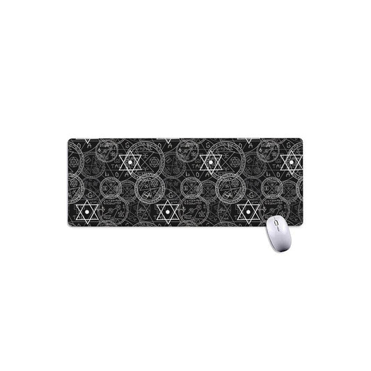 Black And White Mystic Witch Print Extended Mouse Pad