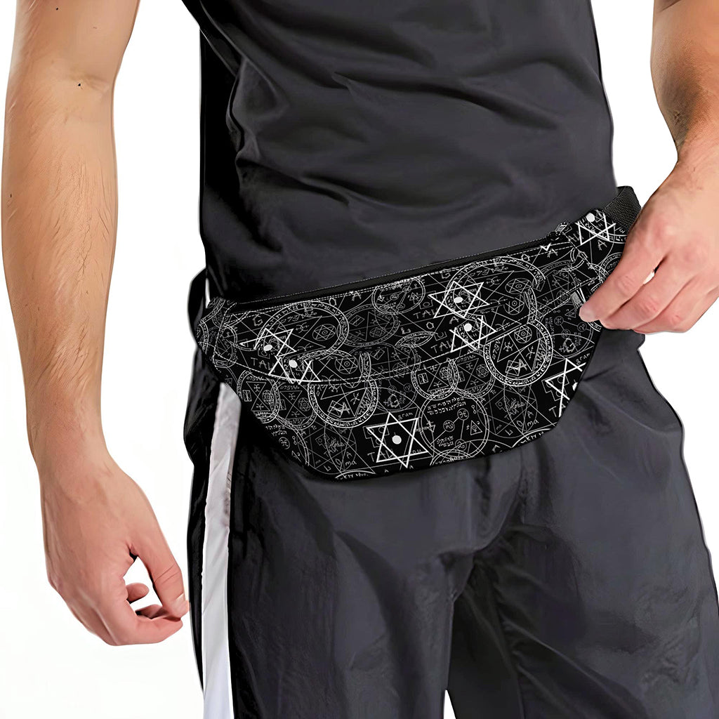 Black And White Mystic Witch Print Fanny Pack