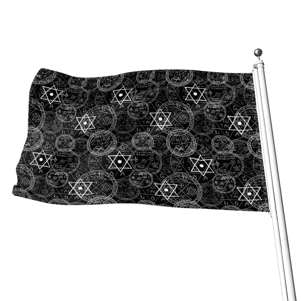 Black And White Mystic Witch Print Flag