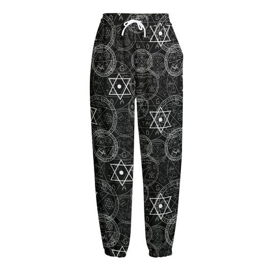 Black And White Mystic Witch Print Fleece Lined Knit Pants