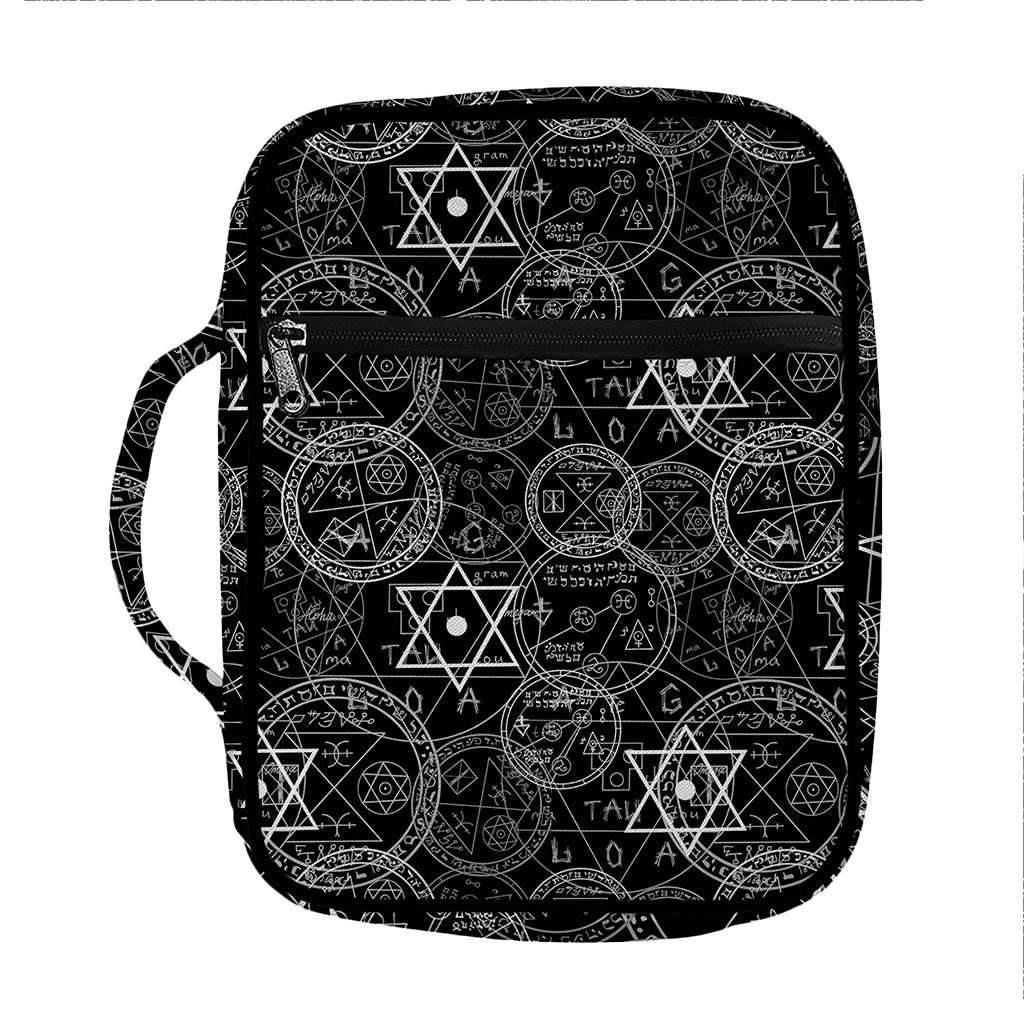 Black And White Mystic Witch Print Front Pocket Bible Bag