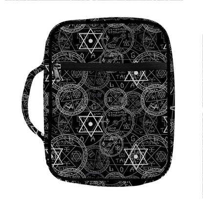 Black And White Mystic Witch Print Front Pocket Bible Bag