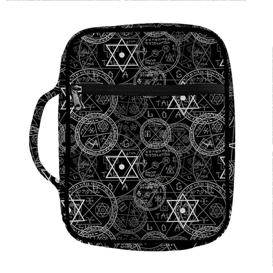 Black And White Mystic Witch Print Front Pocket Bible Bag