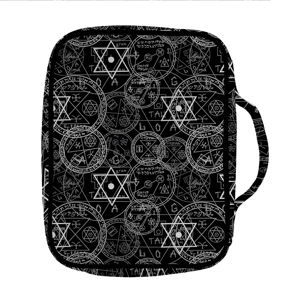 Black And White Mystic Witch Print Front Pocket Bible Bag