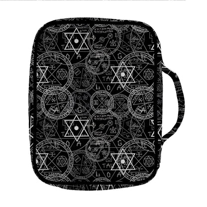Black And White Mystic Witch Print Front Pocket Bible Bag