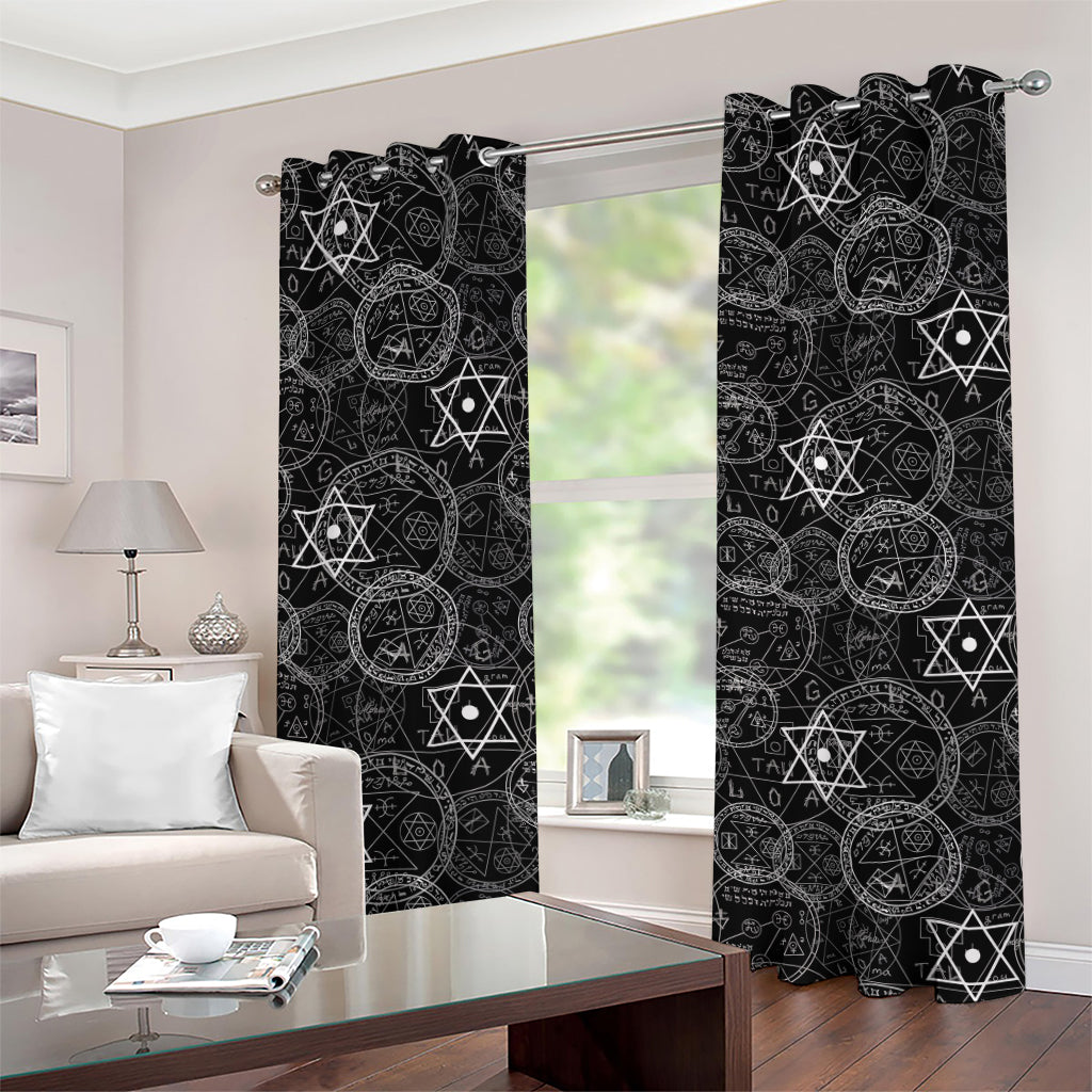 Black And White Mystic Witch Print Grommet Curtains