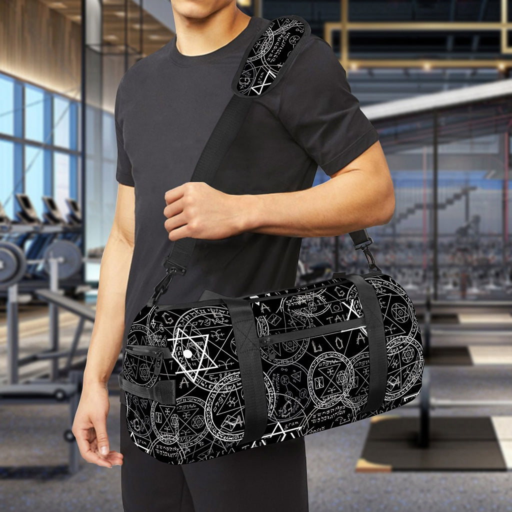 Black And White Mystic Witch Print Gym Bag