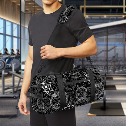 Black And White Mystic Witch Print Gym Bag
