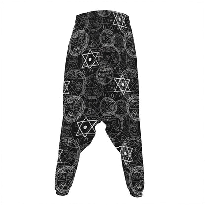 Black And White Mystic Witch Print Hammer Pants