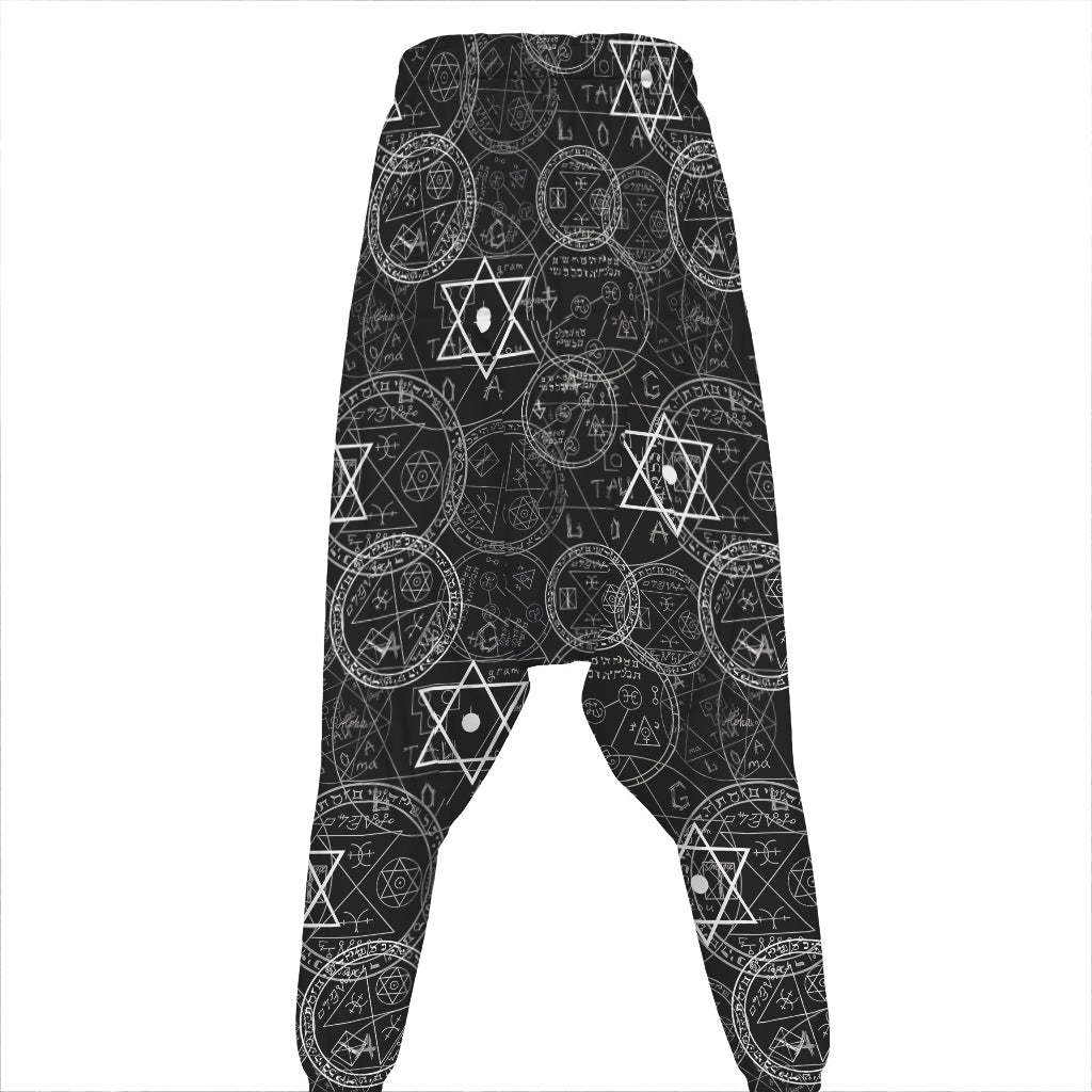 Black And White Mystic Witch Print Hammer Pants