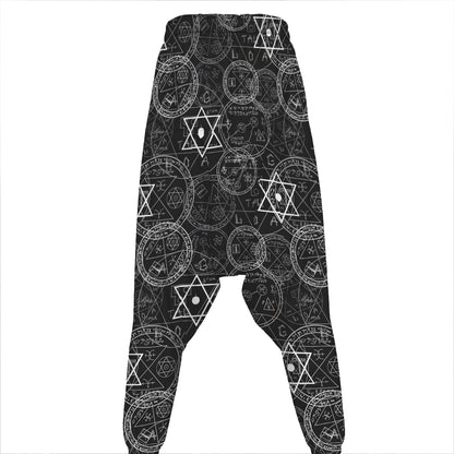 Black And White Mystic Witch Print Hammer Pants