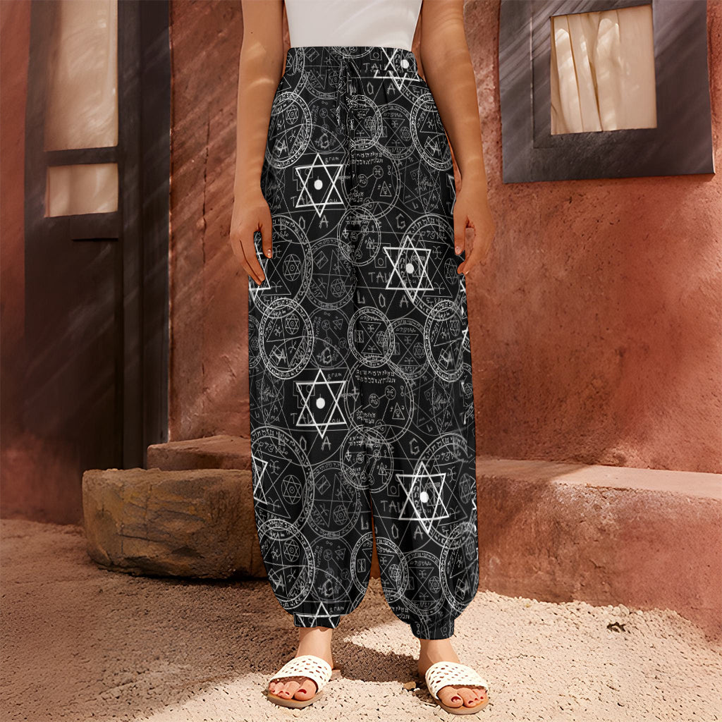 Black And White Mystic Witch Print Harem Pants