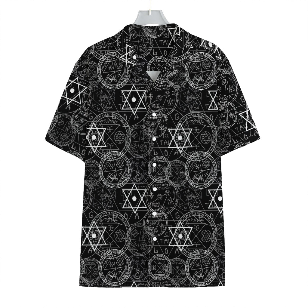 Black And White Mystic Witch Print Hawaiian Shirt