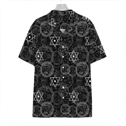 Black And White Mystic Witch Print Hawaiian Shirt