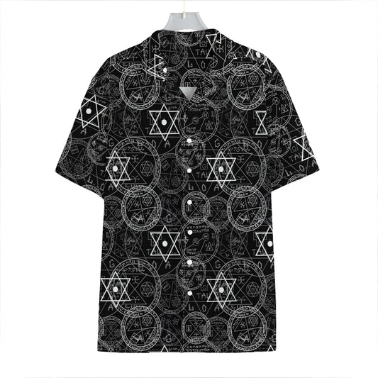 Black And White Mystic Witch Print Hawaiian Shirt