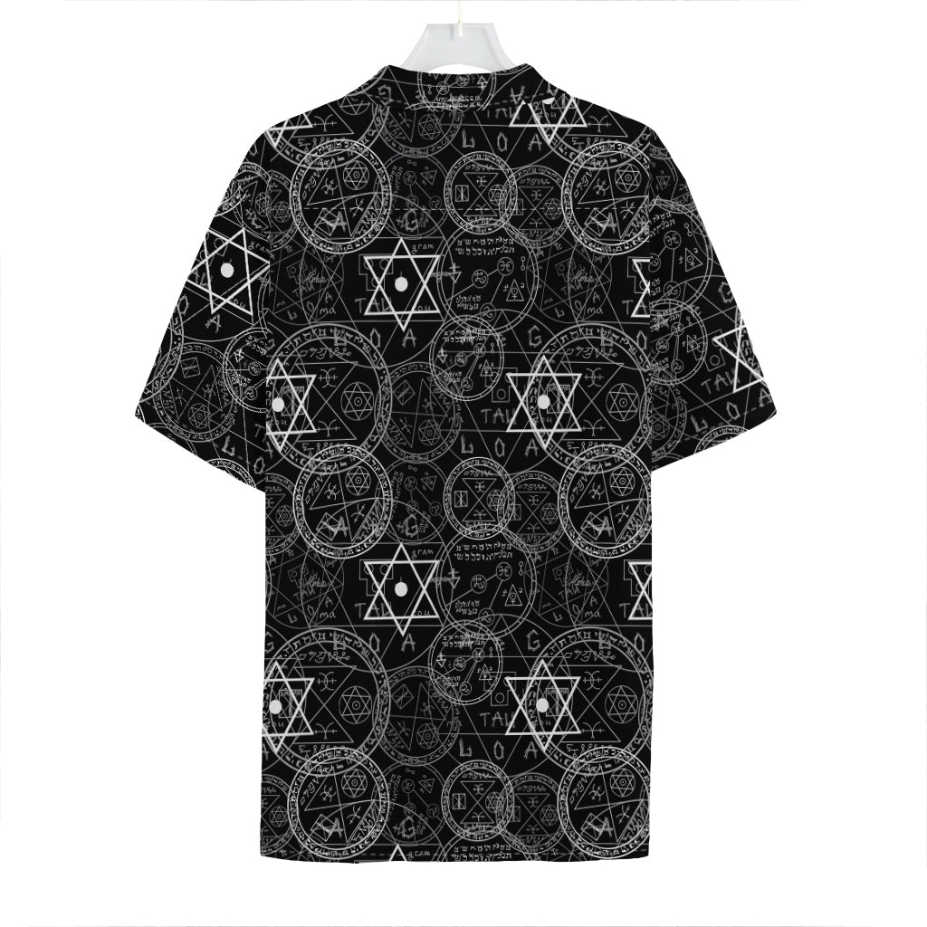 Black And White Mystic Witch Print Hawaiian Shirt