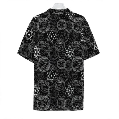 Black And White Mystic Witch Print Hawaiian Shirt