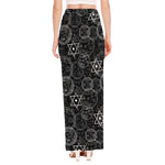 Black And White Mystic Witch Print High Slit Maxi Skirt