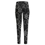 Black And White Mystic Witch Print High-Waisted Pocket Leggings